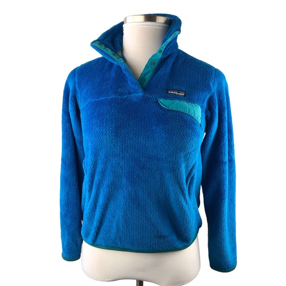 Patagonia Sweaters - Patagonia Re-Tool Fleece 1/4 Snap-T Pullover Blue Teal Green Women's Small